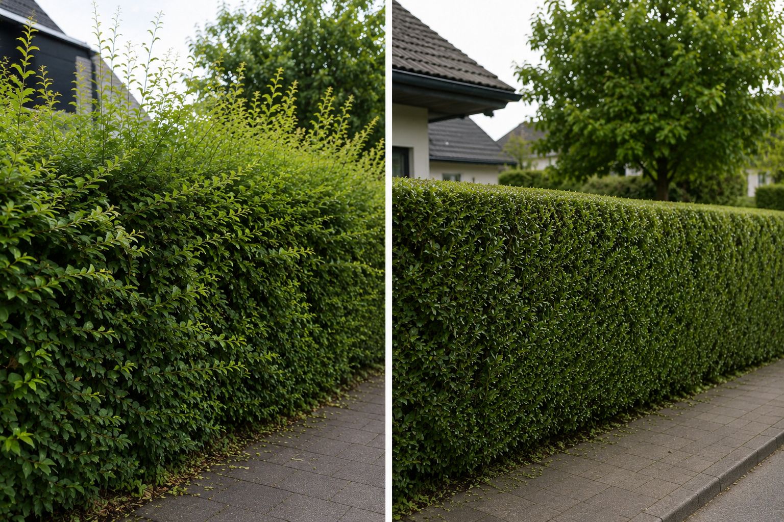 Vorher / Nachher – Hecken- & Strauchschnitt
